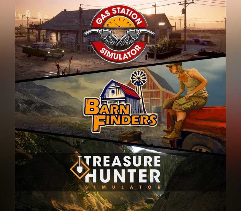 Gas Station Simulator + Barn Finders + Treasure Hunter Simulator Bundle  cover art