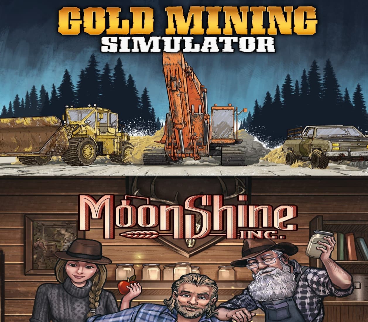 Gold & Spirits bundle: Gold Mining Simulator & Moonshine Inc cover art